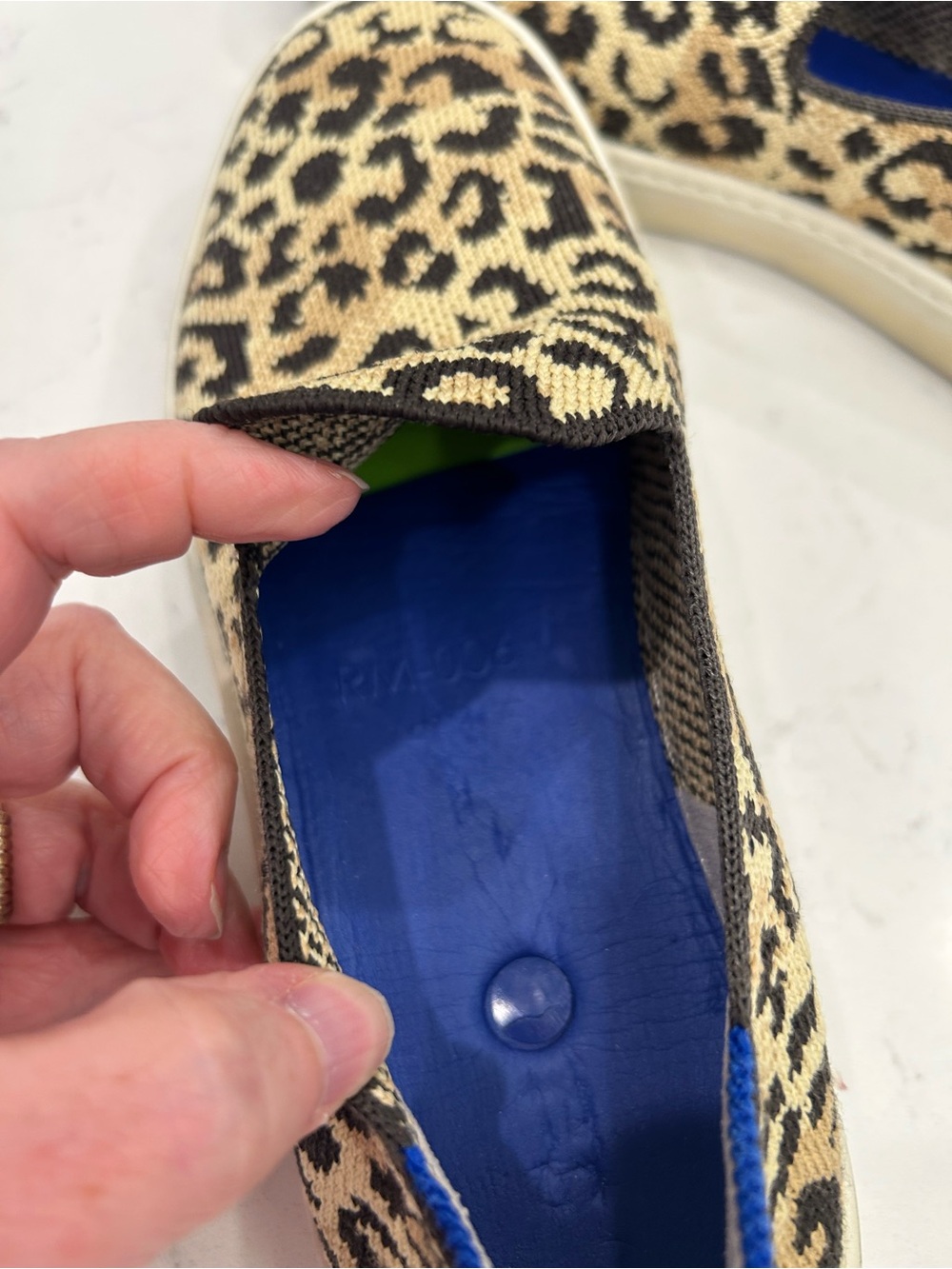 Rothy's Leopard Print Slip-On Sneakers - Beige & Black - Picture 5 of 7